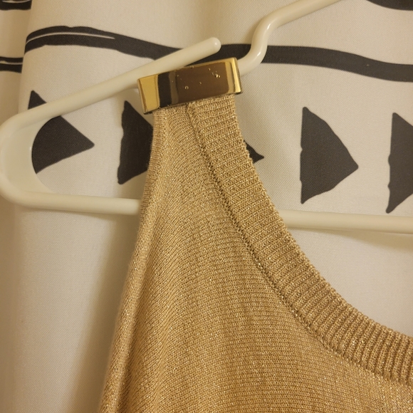 Gold Sparkling Colder Shoulder Sweater - Picture 4 of 4